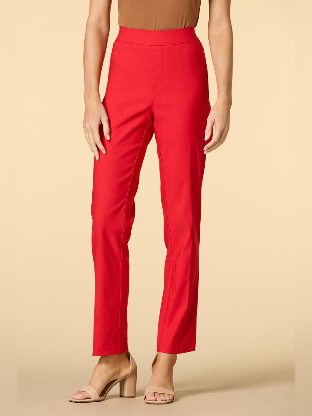Versona High-Rise Racing Red Straight-Leg Slim Chance Pants (12)